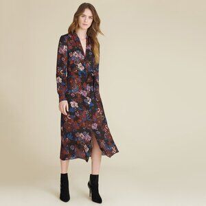 Veronica Beard Leanna Floral Shirtdress in Black Multicolor - sz 4